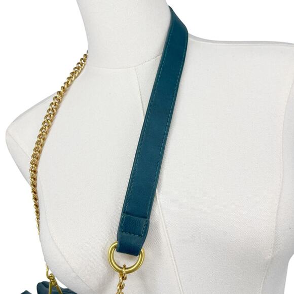 Fawn Design The Quilted Clutch Teal Matte Vegan Leather Crossbody Purse - Picture 5 of 13